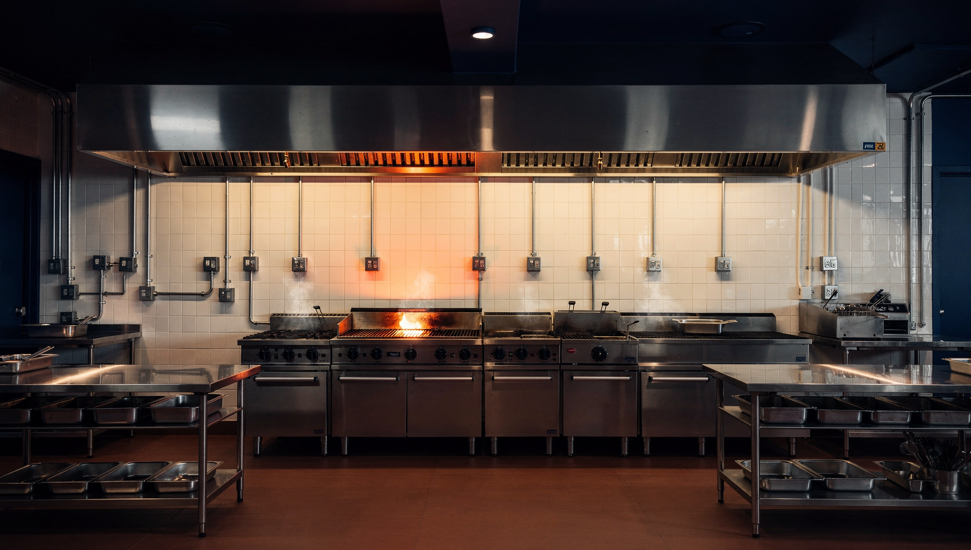 Commercial kitchen build-out with vent hood