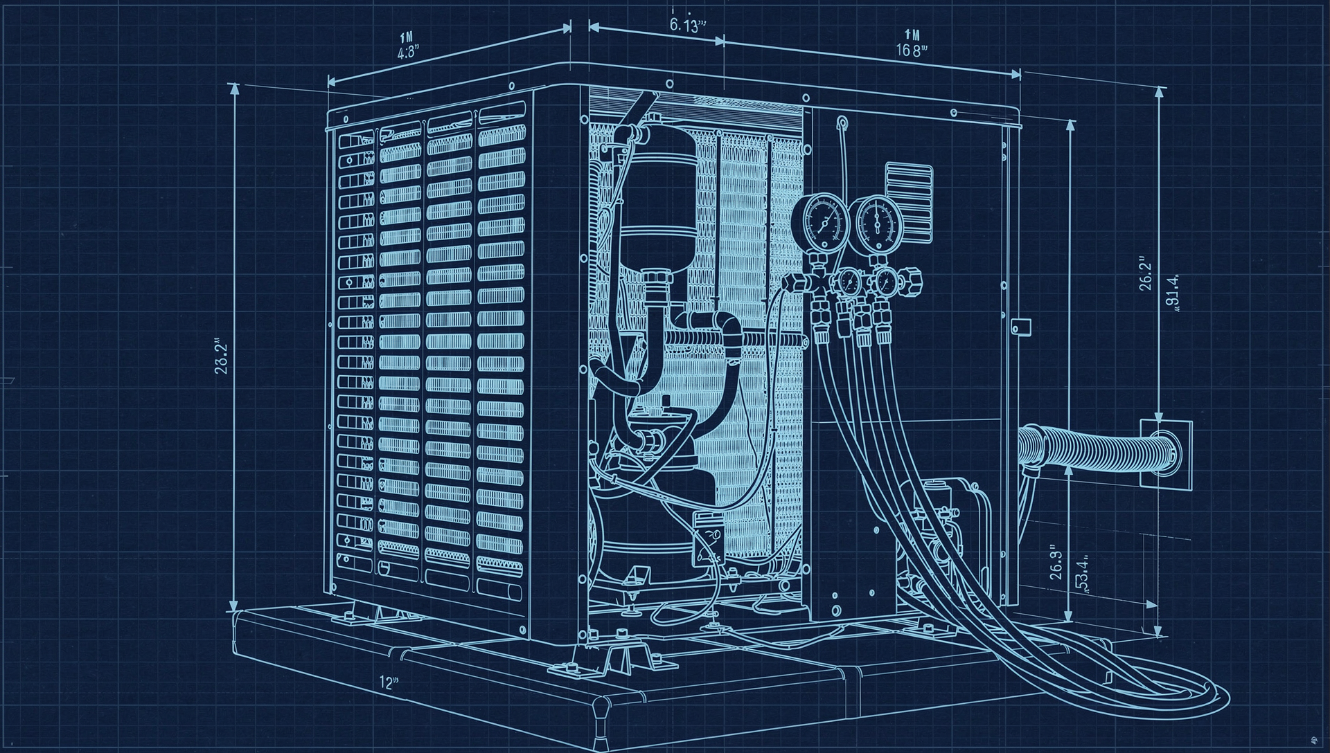 Blueprint cutaway of the condenser